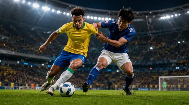 Brazil Japan World Cup match 2-1 report